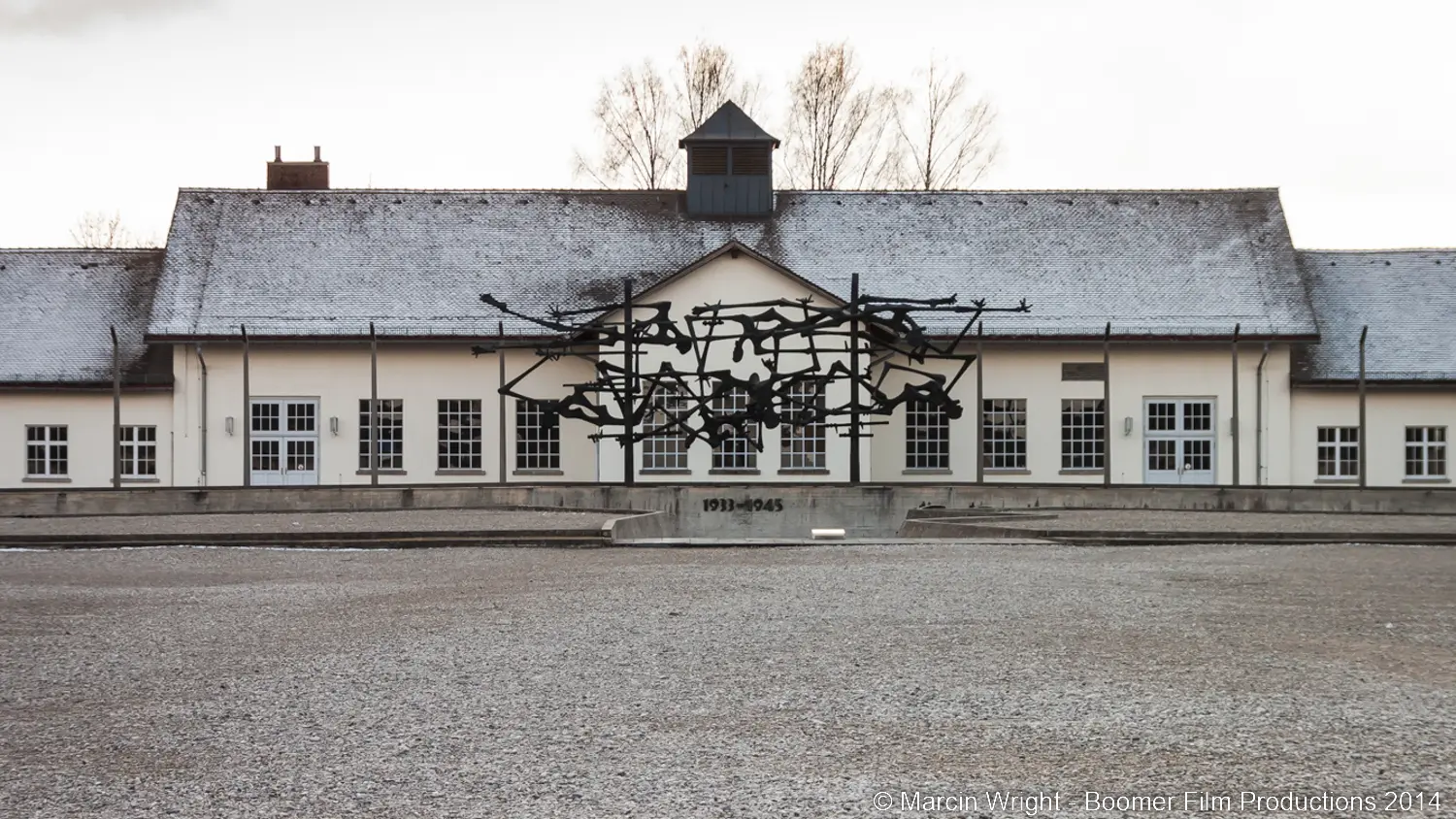 The International Monument in front of the former maintenance building at the Dachau Concentration Camp