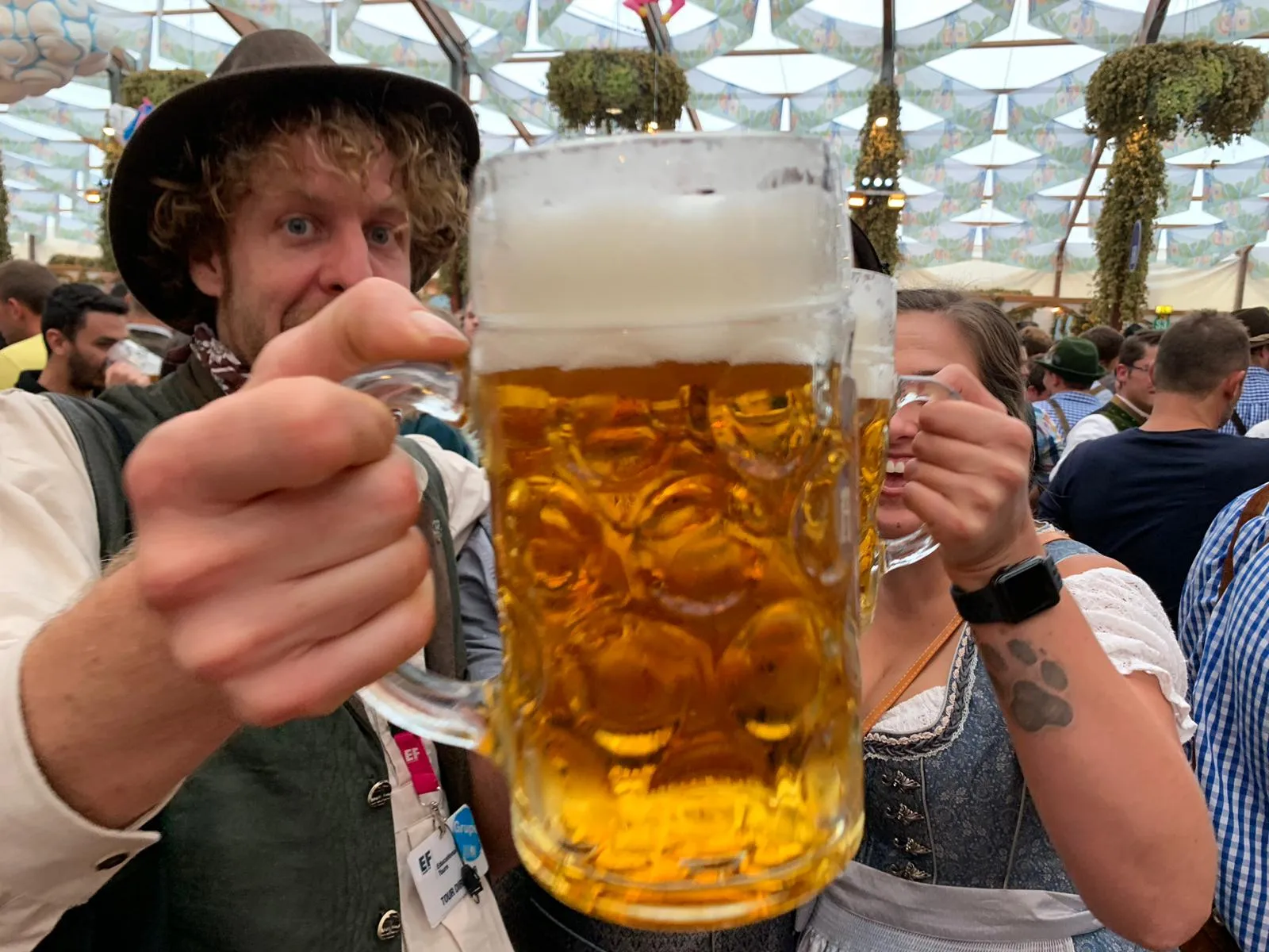 saying cheers at the Oktoberfest